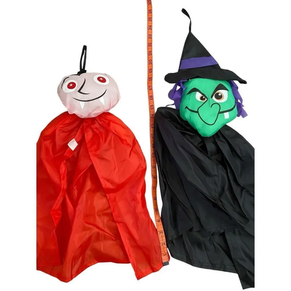 Lot Of 4 Hanging Halloween Decorations Home Decor Witch Vampire Pumpkin Ghost